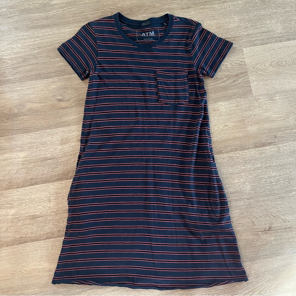 Atm Anthony Thomas Melillo Stripe Jersey T-Shirt Dress Short Sleeve Mini